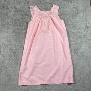 Vintage 1960s Nightgown Philmaid Lace Floral Embroidery Pink Medium Grandmacore